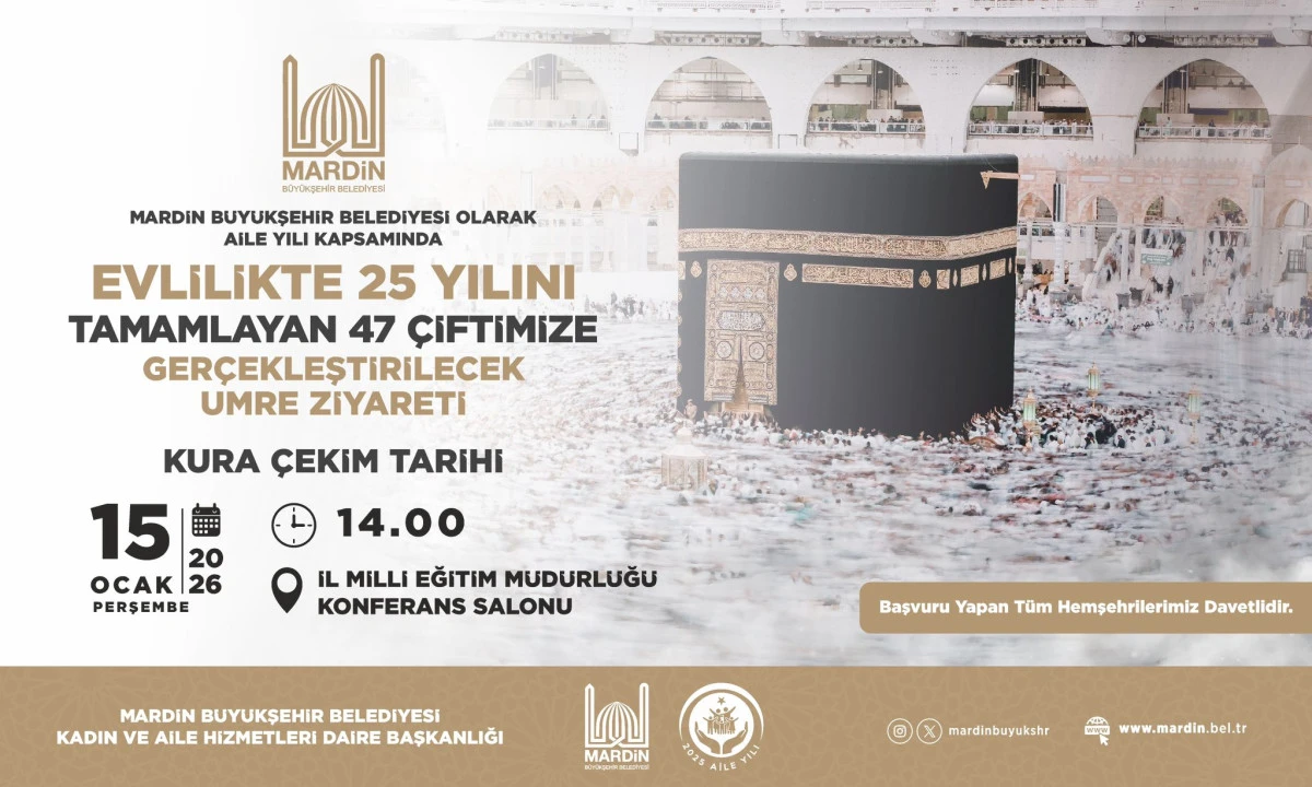Mardin'de 25 Yıl Evli Çiftlere Umre Hediyesi: Asil ve Yedek Liste Tamamı Burada!