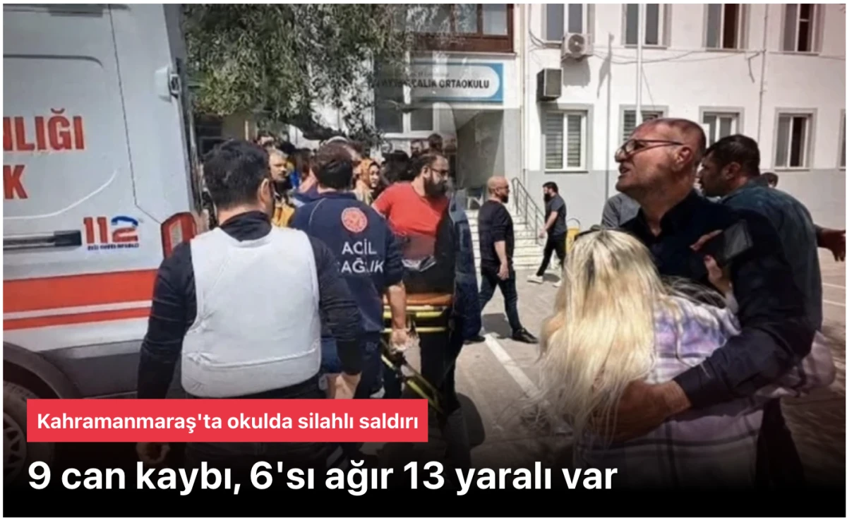 Kahramanmaraş’ta Okul Katliamı: 8. Sınıf Öğrencisi 5 Silah ve 7 Şarjörle Saldırdı! 9 Can Kaybı, 13 Yaralı – Baba ve Anne Gözaltında