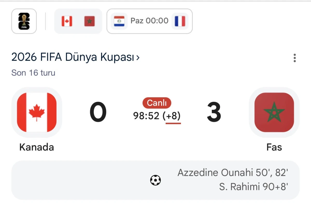 Fas, Kanada’yı 3-0 Yenerek Dünya Kupası’nda Tur Atladı!