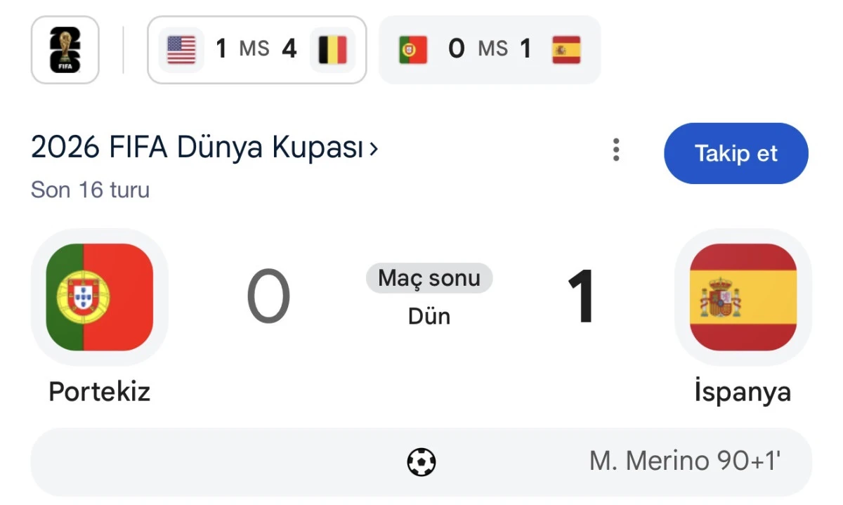 2026 Dünya Kupası Son 16 Turu: İspanya, Portekiz’i 90+1’de Yendi! Merino’dan Tarihi Gol