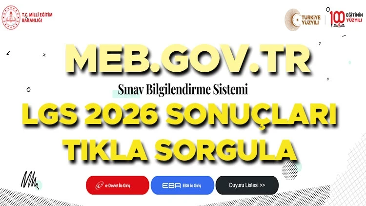 LGS sonuçları sorgulama ekranı