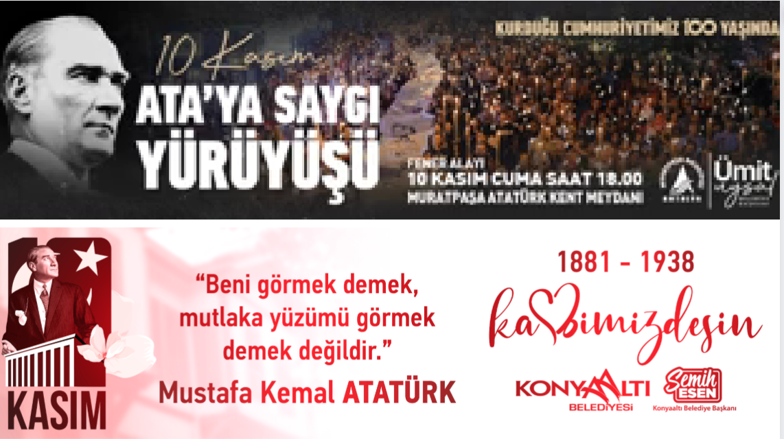 Muratpaşa Belediyesi ve Konyaaltı Belediyesi 10 Kasım ilanı