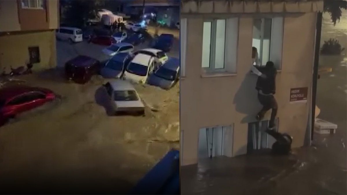 Sel suları araçları sürükledi, vatandaşlar böyle kurtuldu
