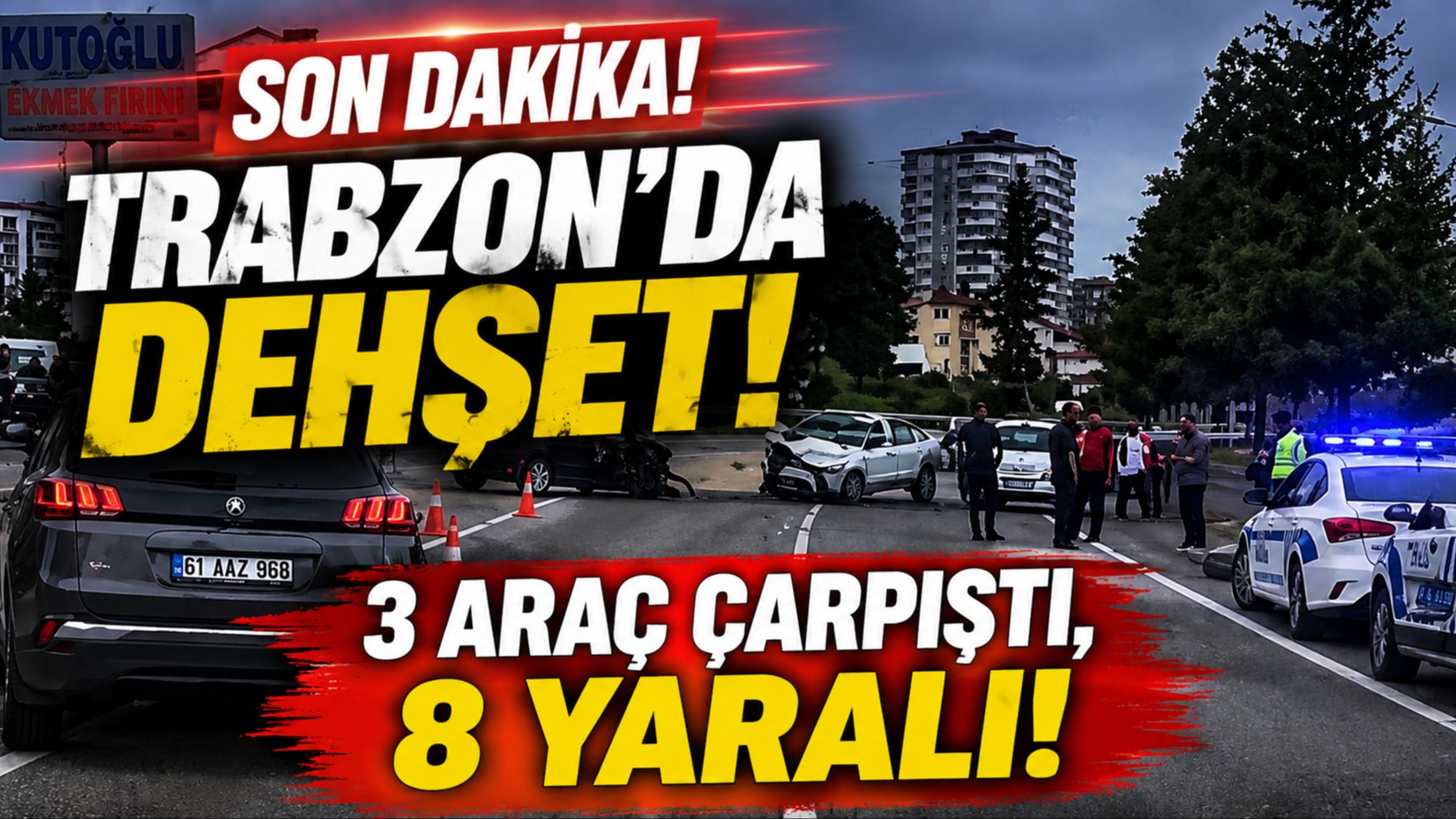 Trabzon’da Üç Araçlı Trafik Kazası: 8 Yaralı