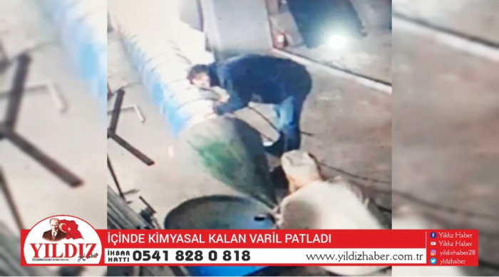 İçinde kimyasal kalan varil patladı