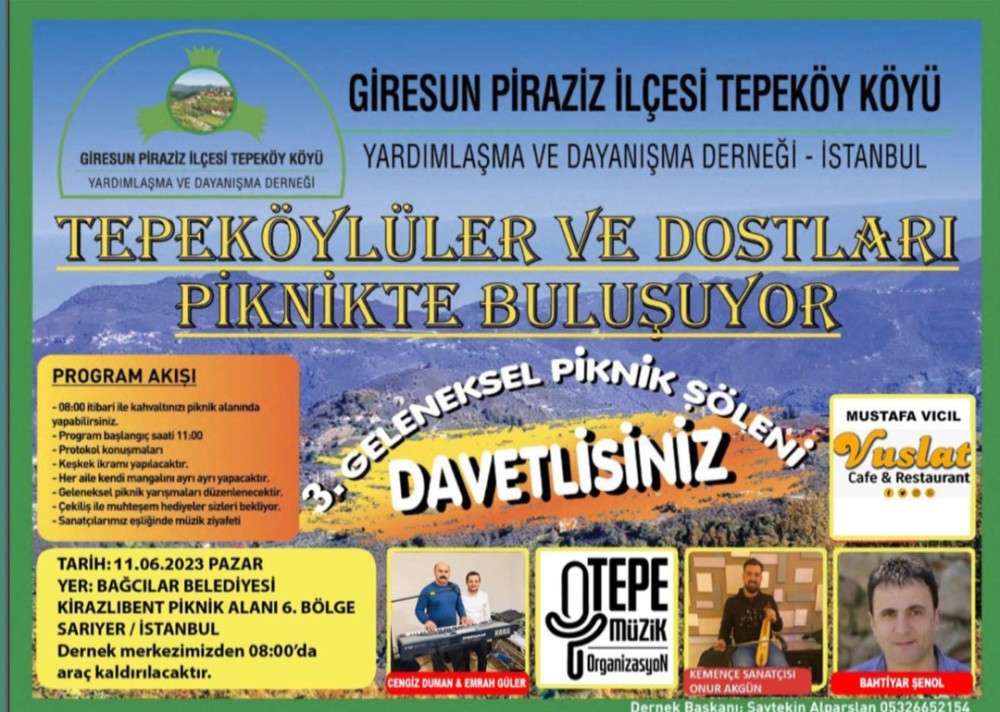 Tepeköylüler İstanbul'da piknikte buluşuyor