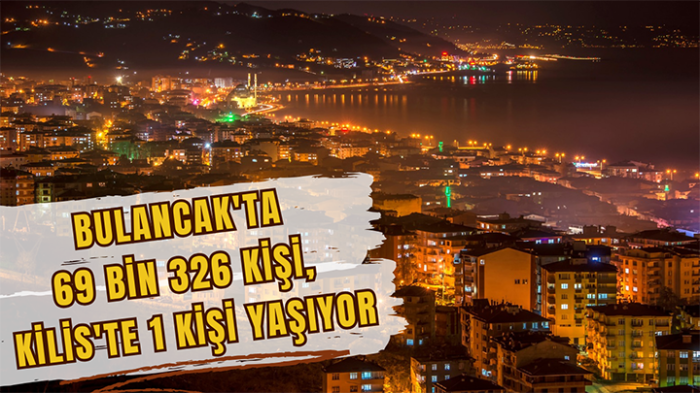 Bulancak'ta 69 bin 326 kişi, Kilis'te ise sadece 1 kişi yaşıyor