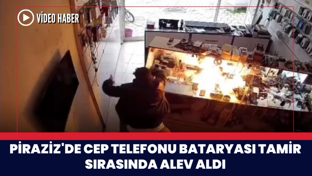Piraziz'de cep telefonu bataryası tamir sırasında alev aldı