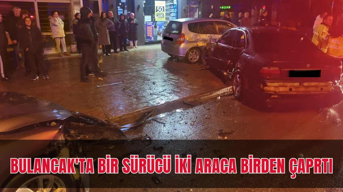 Bulancak'ta bir sürücü iki araca birden çaprtı