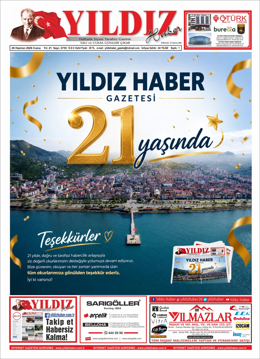 26 HAZİRAN 2026 CUMA