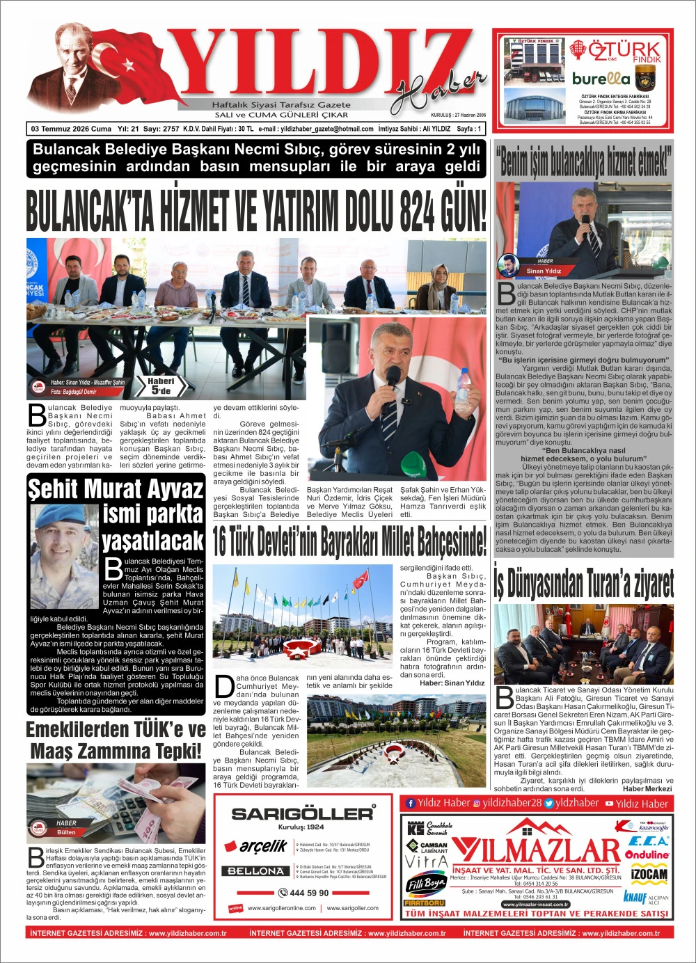 03 TEMMUZ 2026 CUMA