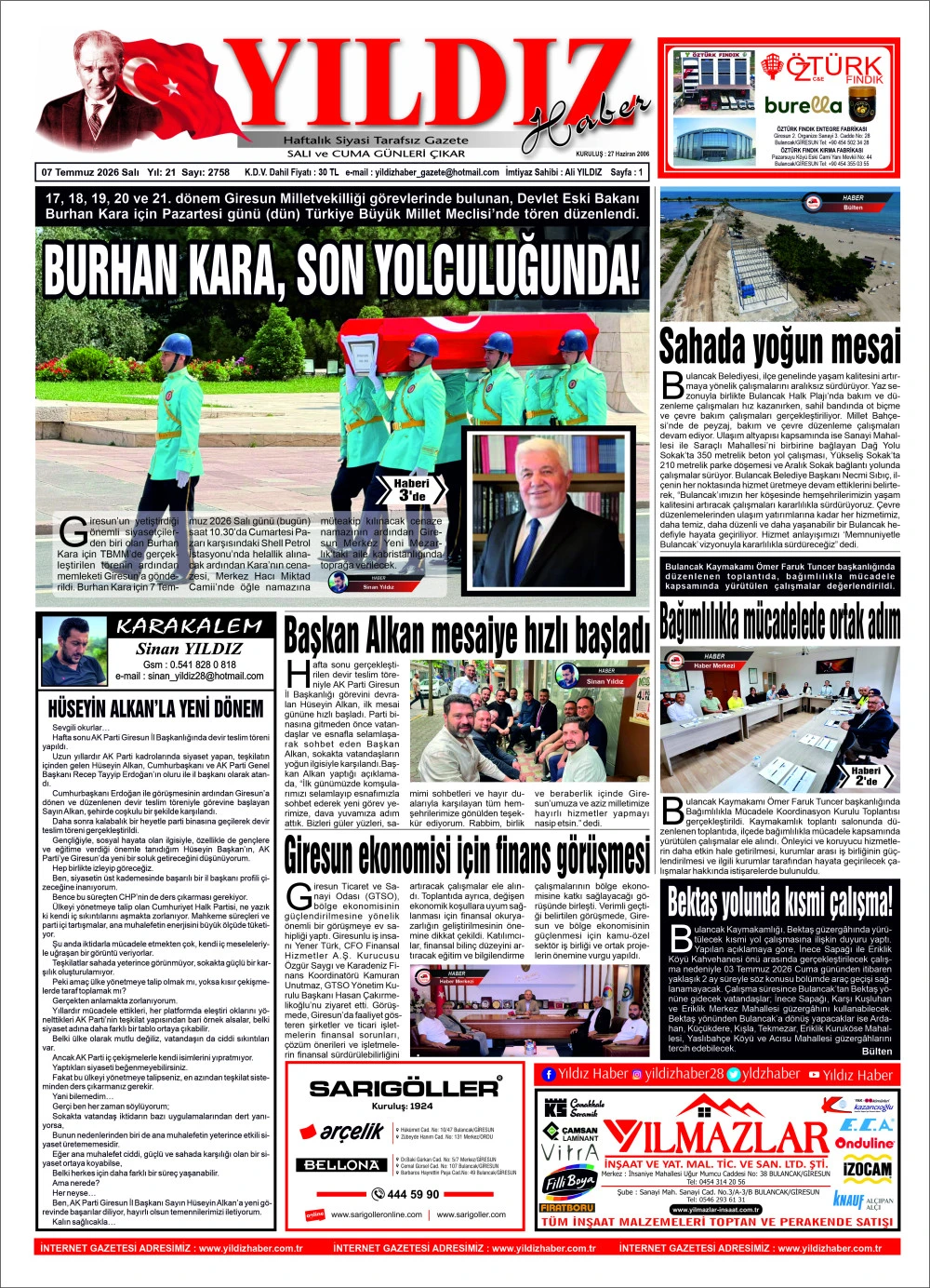 07 TEMMUZ 2026 SALI