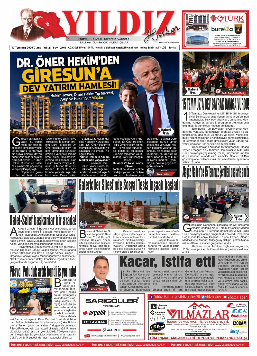 17 TEMMUZ 2026 CUMA