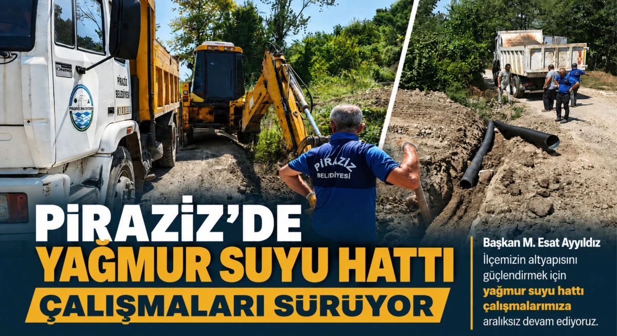 Piraziz’de Yağmur Suyu Hattı Çalışmaları Sürüyor