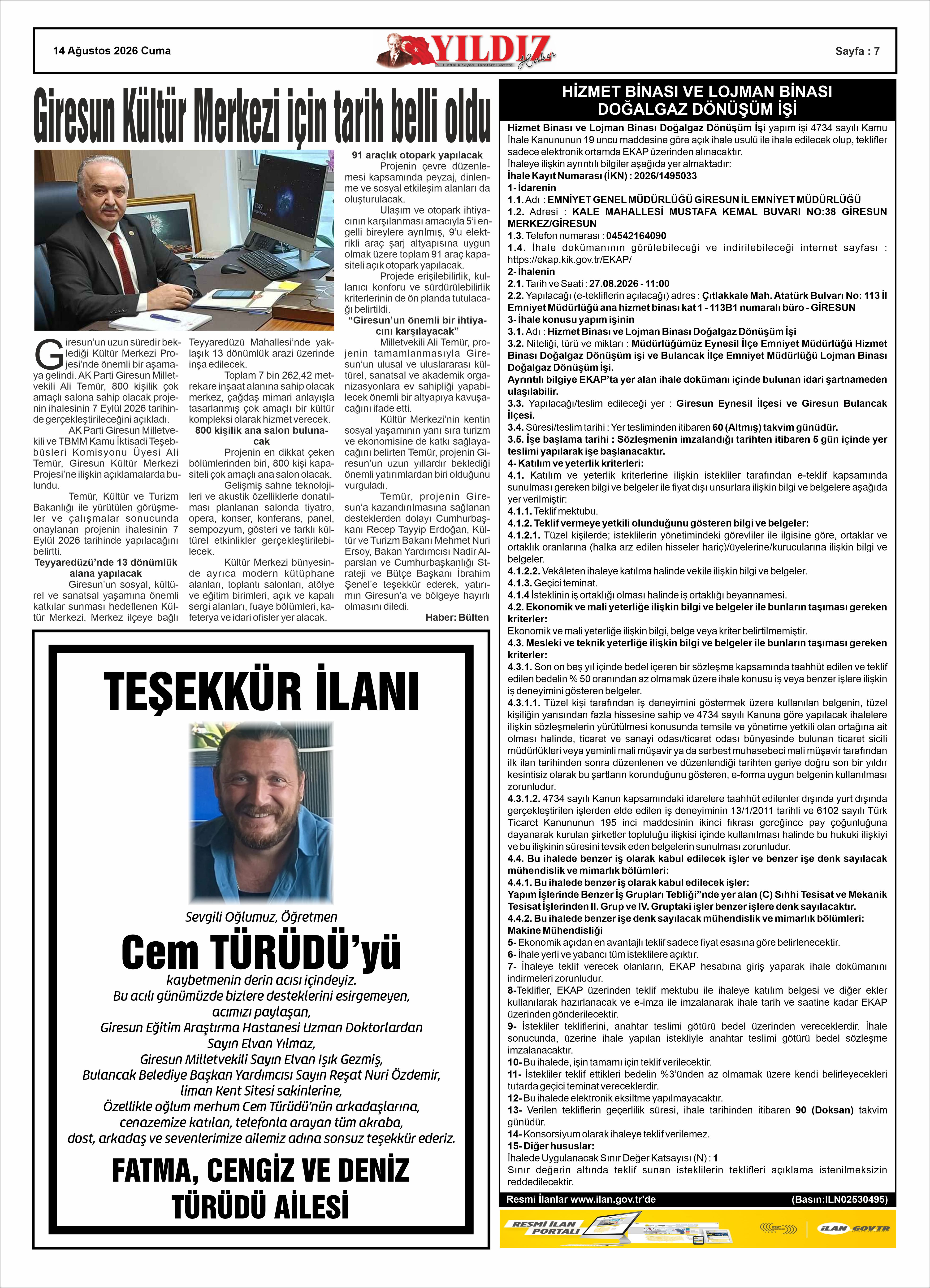 14 AĞUSTOS 2026 CUMA — Sayfa 7