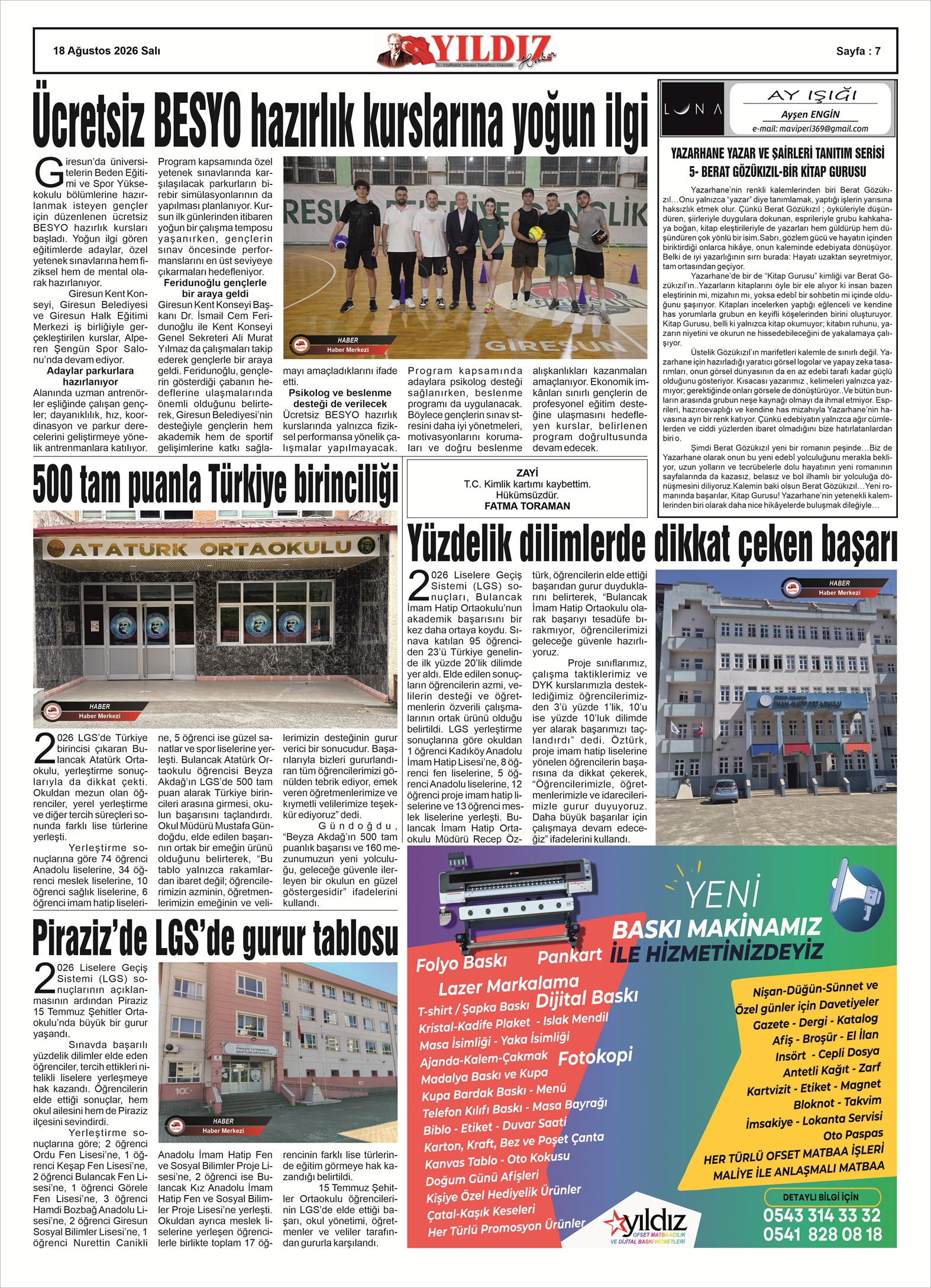 18 AĞUSTOS 2026 SALI — Sayfa 7