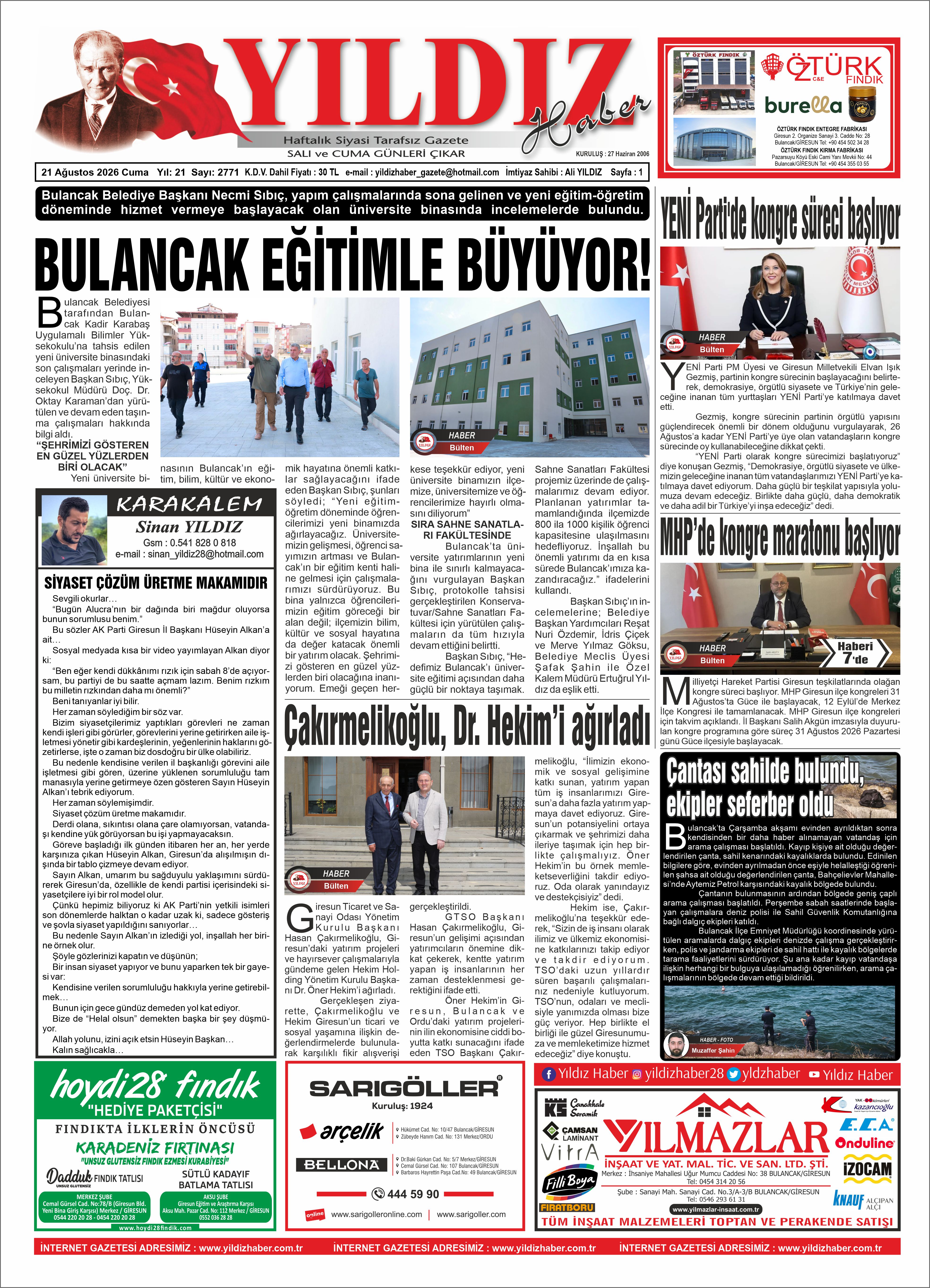 21 AĞUSTOS 2026 CUMA