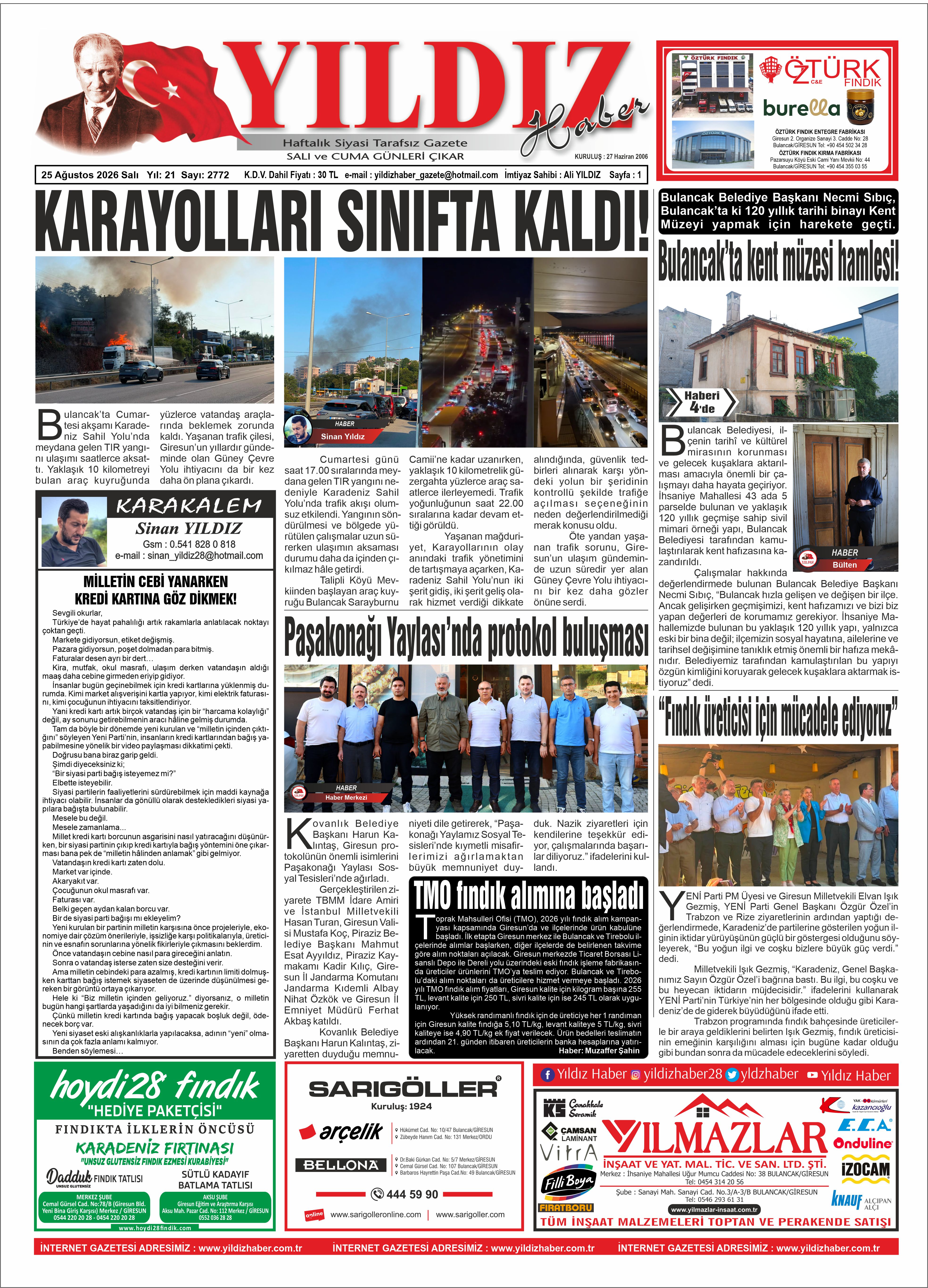 25 AĞUSTOS 2026 SALI