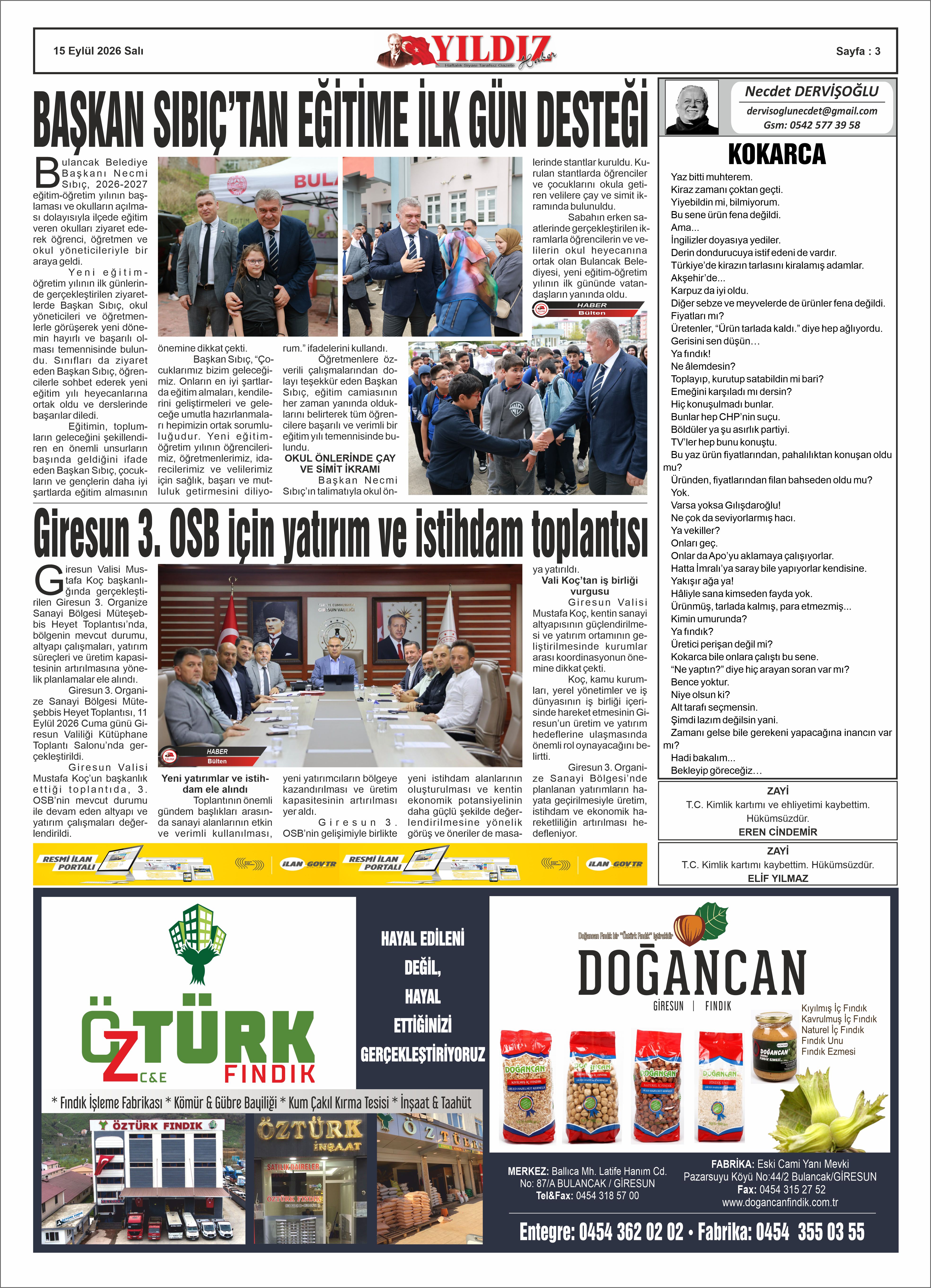 15 EYLÜL 2026 SALI — Sayfa 3