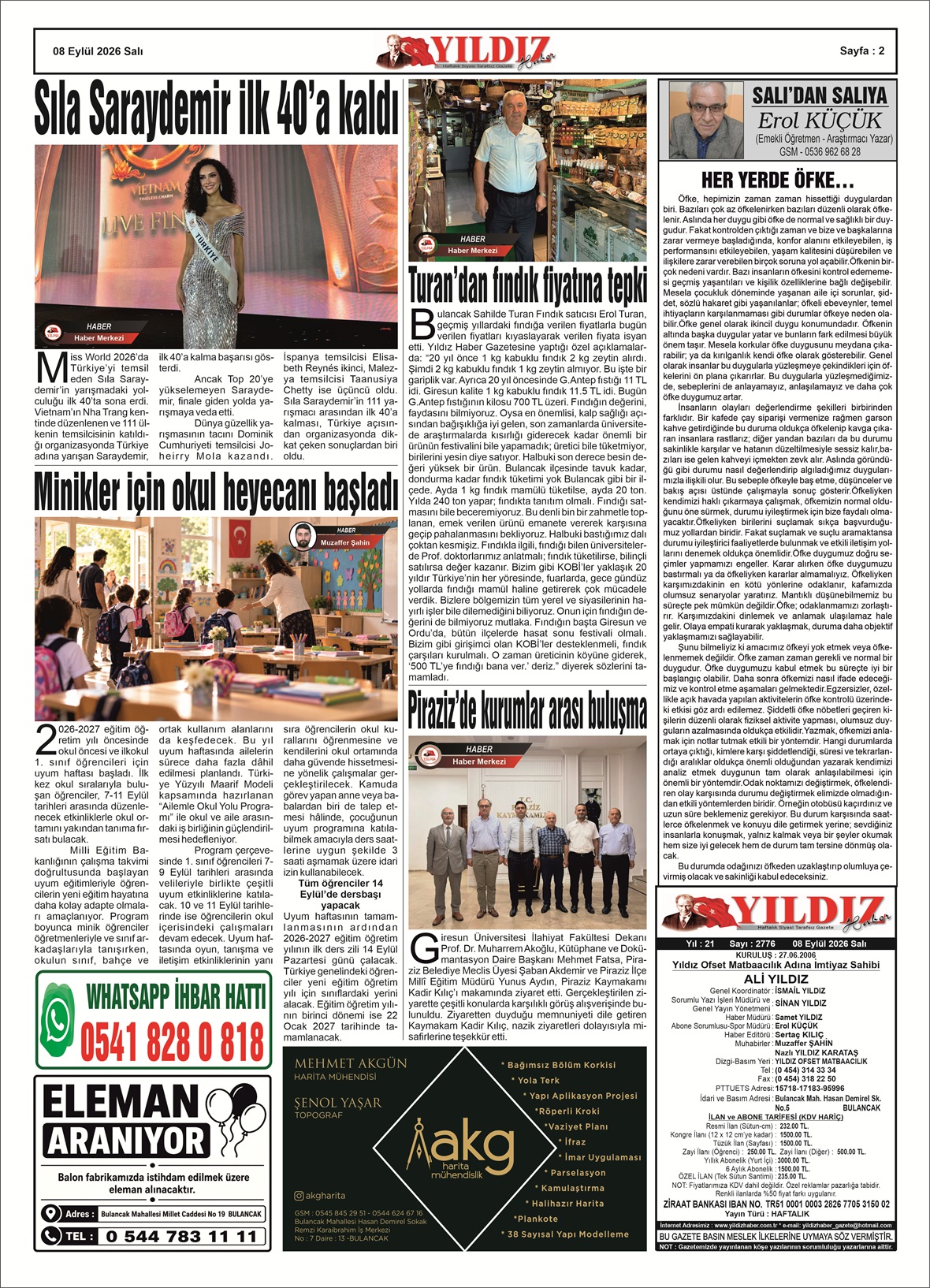 08 EYLÜL 2026 SALI — Sayfa 2