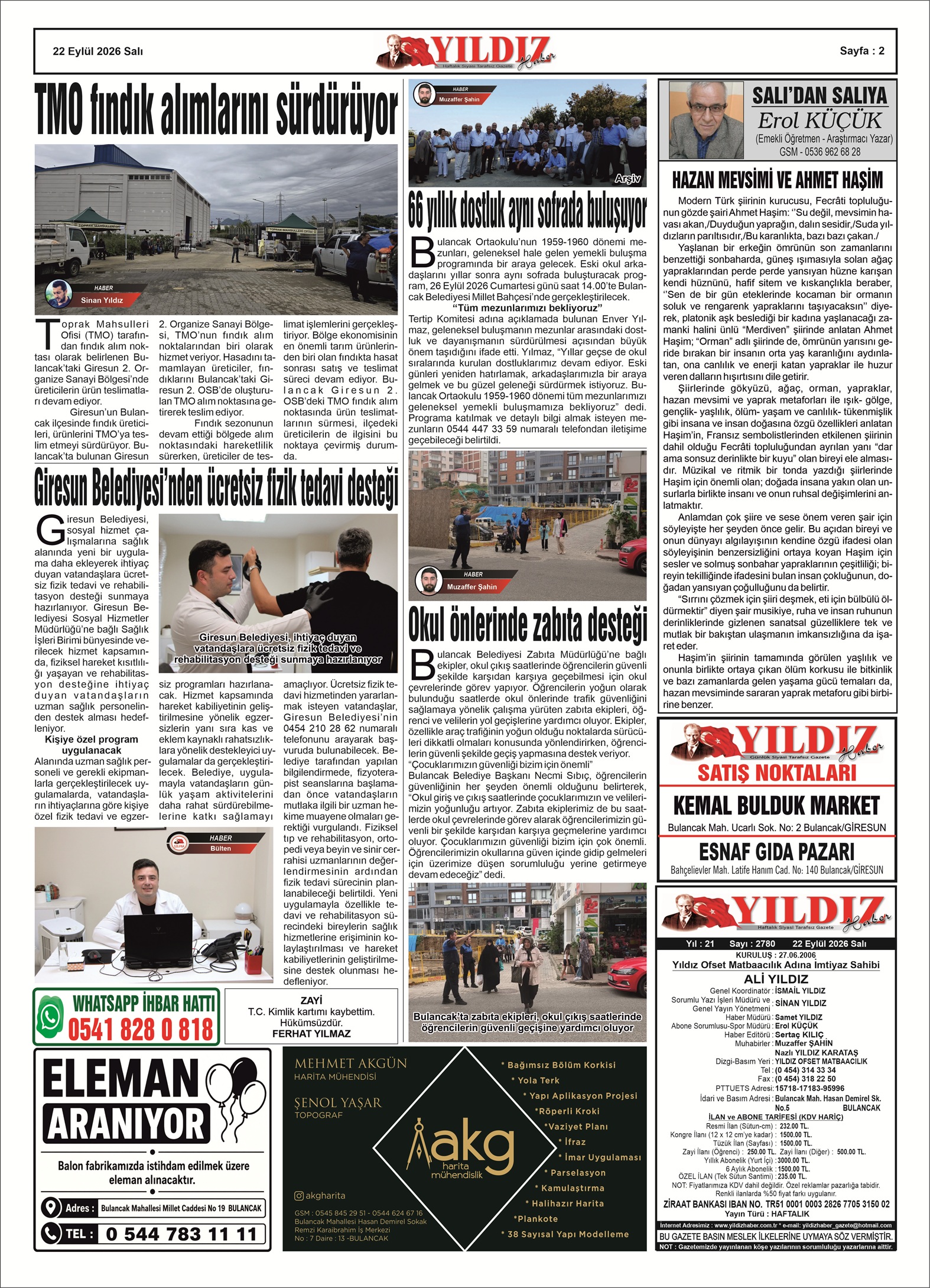 22 EYLÜL 2026 SALI — Sayfa 2