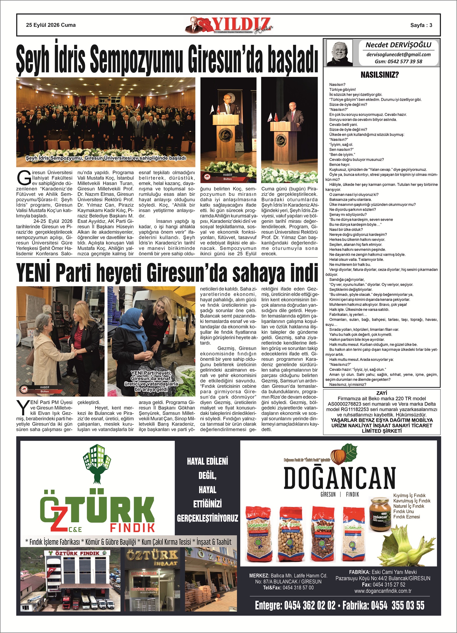 25 EYLÜL 2026 CUMA — Sayfa 3