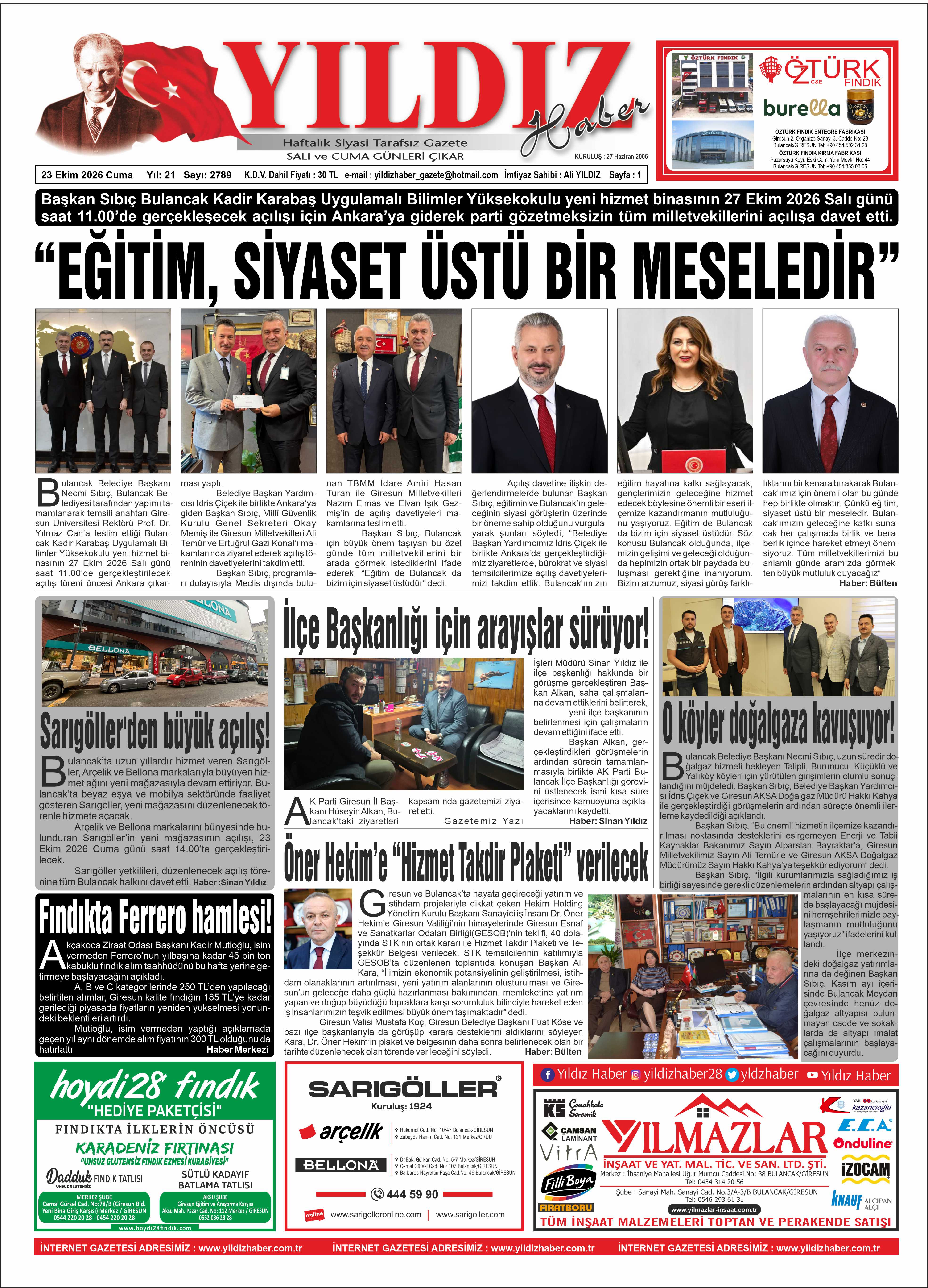 23 EKİM 2026 CUMA