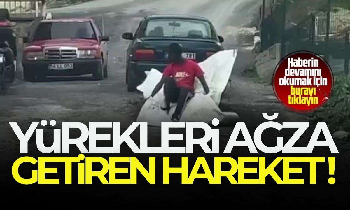 Otomobilin arkasına bağlanan brandada yolculuk yaptı! 