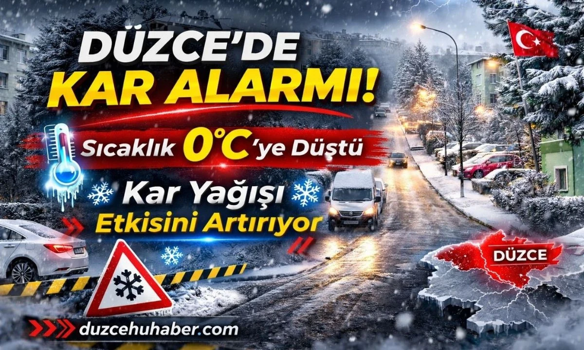 Düzce’de Kar Alarmı! Sıcaklık 0 Dereceye Düştü, Kar Yağışı Etkisini Artırıyor