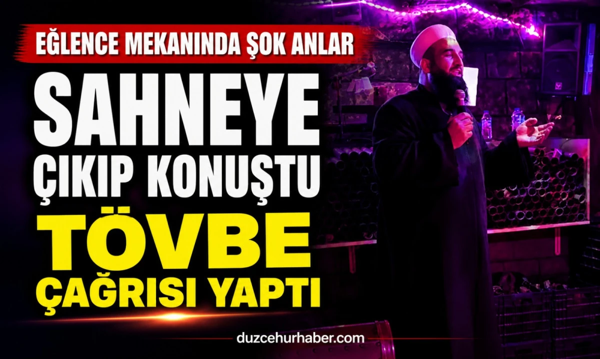 Eğlence Mekanında Dikkat Çeken Anlar… Sahneye Çıkıp Tövbe Çağrısı Yaptı