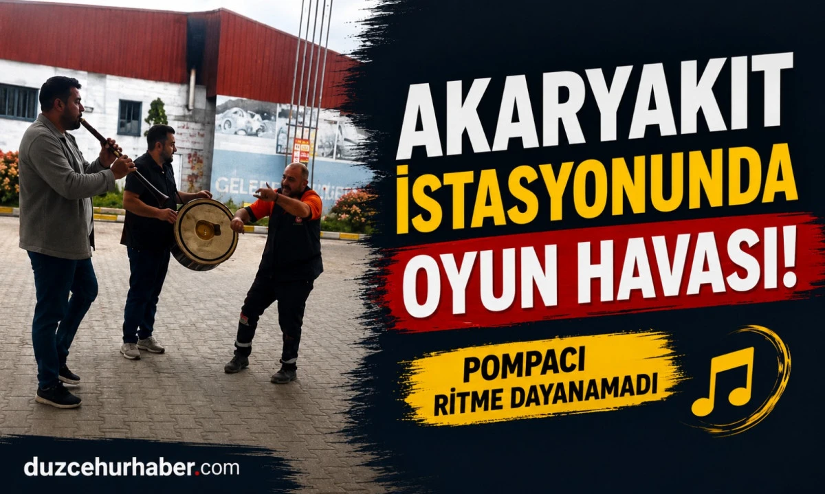 Düzce’de Akaryakıt İstasyonunda Oyun Havası! Pompacı Ritme Dayanamadı
