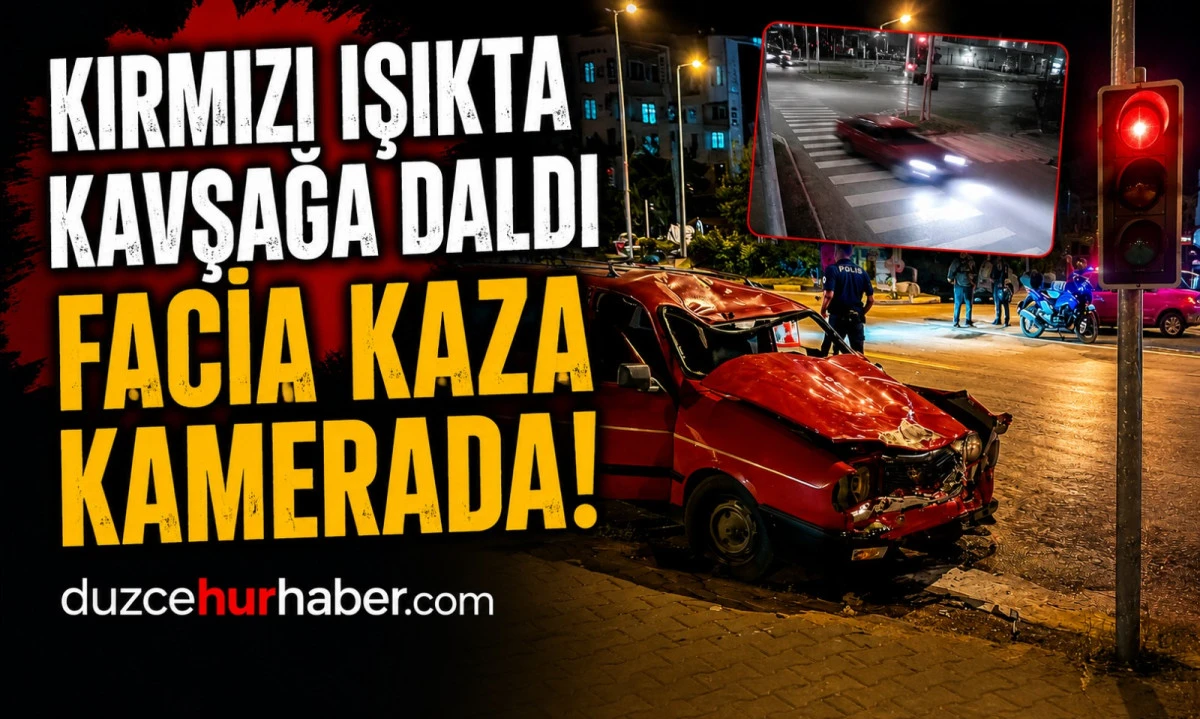 Kırmızı Işık İhlali Kamerada: Genç Sürücü Metrelerce Sürüklendi