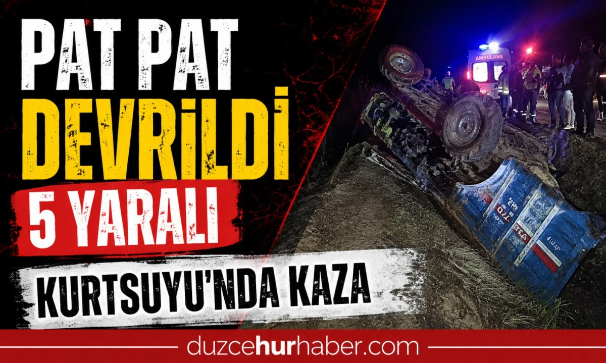 Kurtsuyu Köyünde Pat Pat Devrildi, 5 Kişi Hastaneye Kaldırıldı