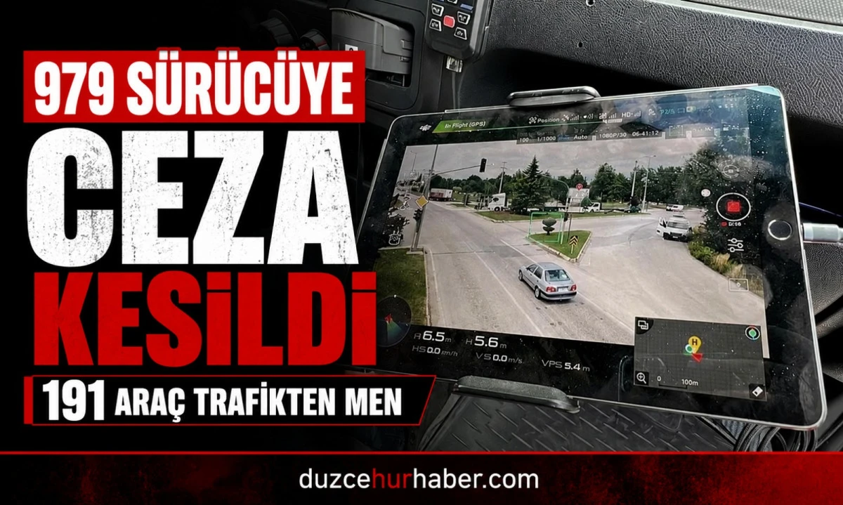 Düzce’de Trafik Denetimi: 979 Sürücüye Ceza, 191 Araç Trafikten Men