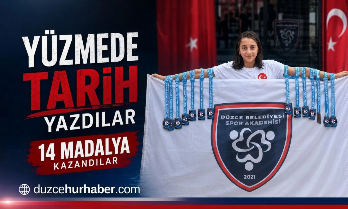 Düzce'ye Yüzmede Tarihi Başarı! 14 Madalya ile Döndüler
