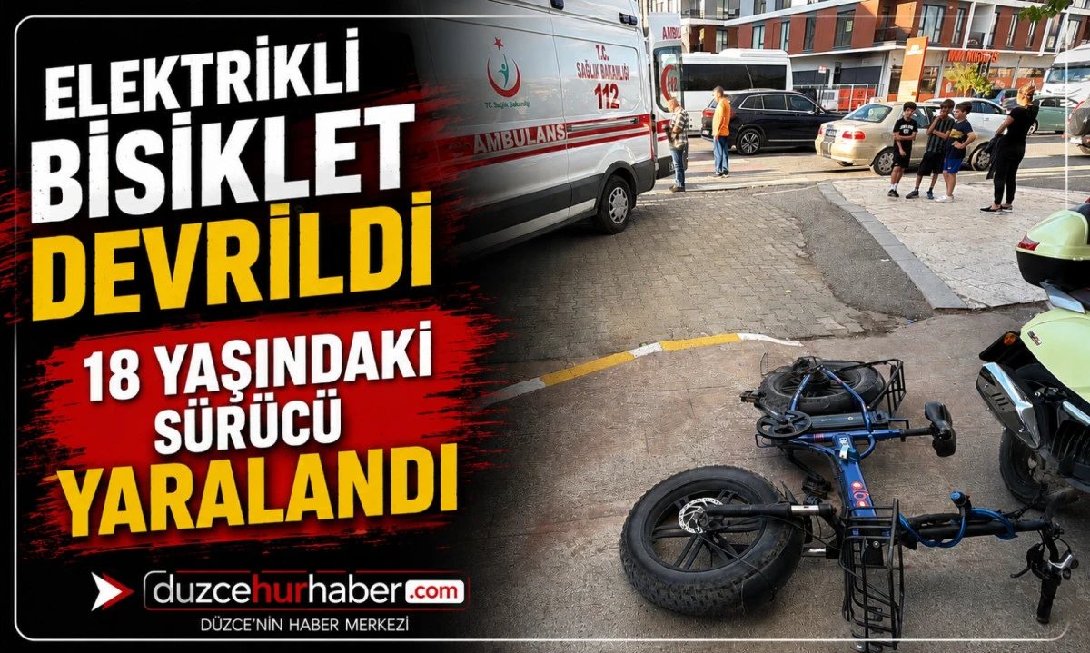 Otomobile Çarpmamak İçin Manevra Yaptı, Elektrikli Bisikletiyle Devrildi