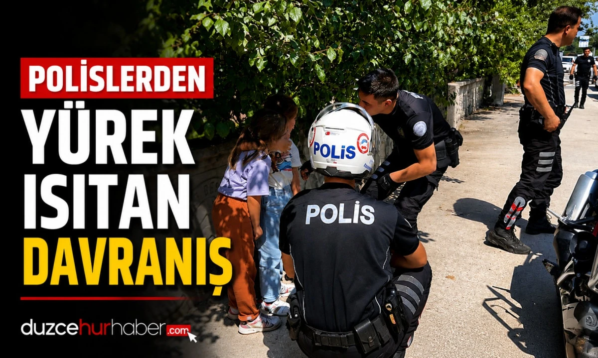 Düzce'de yürek ısıtan anlar! Korkan çocuklara ilk koşan polis oldu