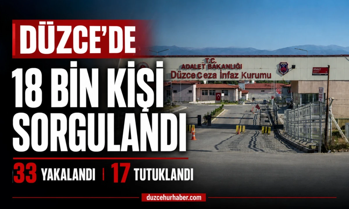 Düzce'de 18 bin 618 kişi sorgulandı! Aranan 33 kişi yakalandı, 17'si tutuklandı