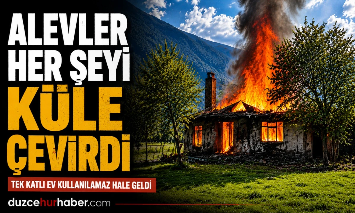 Düzce'de alevler tek katlı evi sardı! Kullanılamaz hale geldi