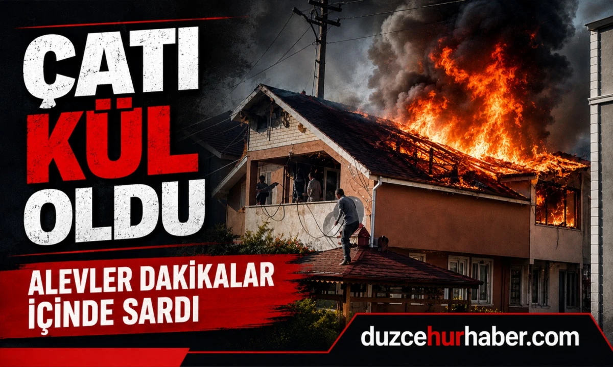 Düzce'de dakikalar içinde kül oldu! Çatı katı kullanılamaz hale geldi