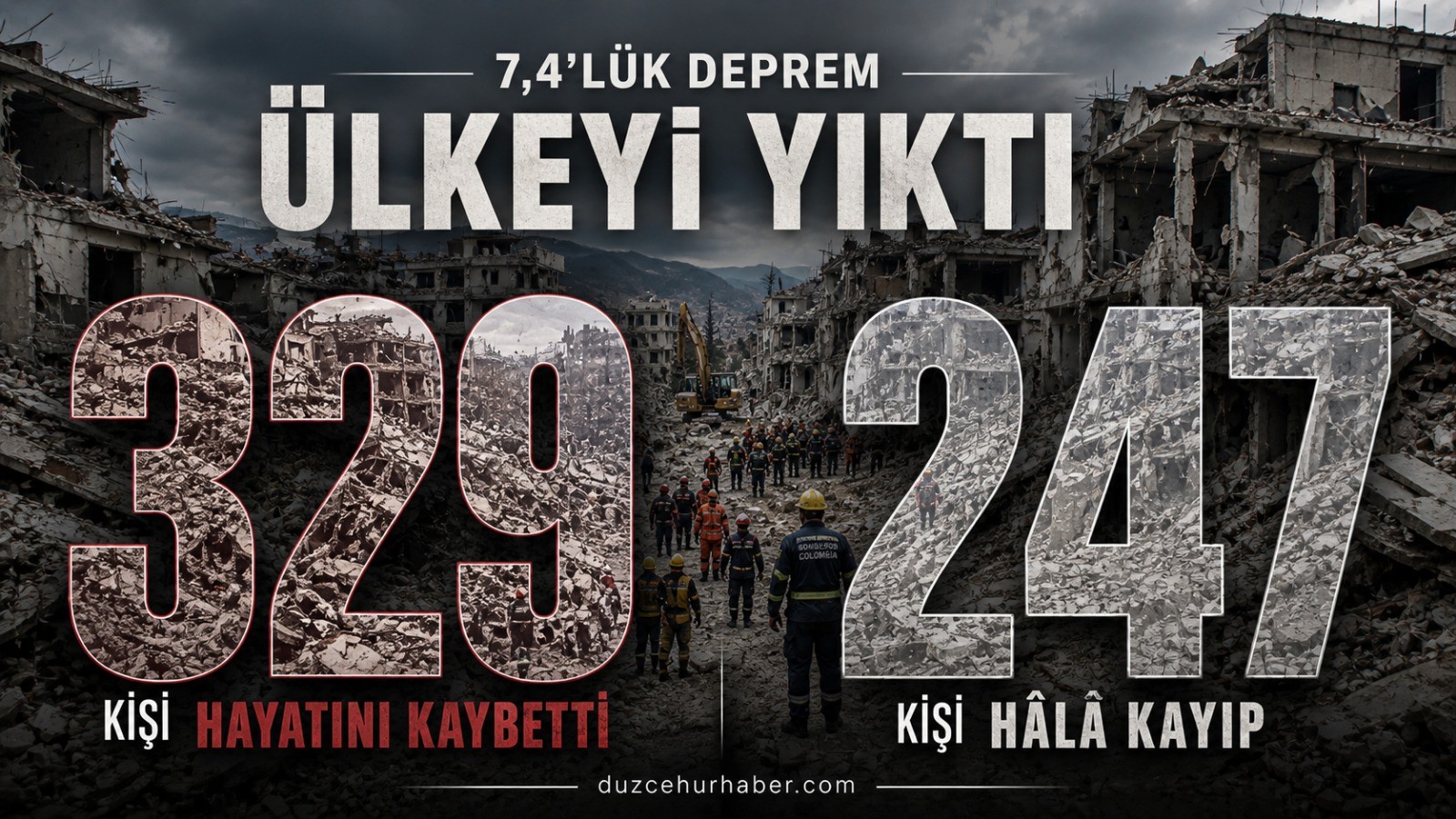 7,4'lük deprem ülkeyi yıktı: 329 ölü, 247 kişi hâlâ kayıp