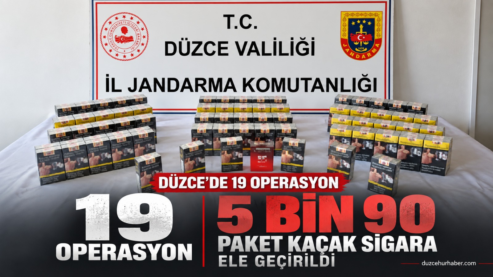 Düzce’de 19 operasyonun bilançosu: 5 bin 90 paket kaçak sigara ele geçirildi