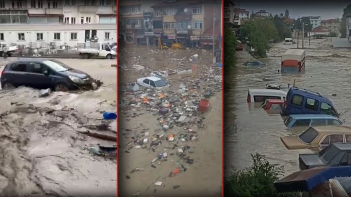 CADDELER NEHİR OLDU, ARAÇLAR SULARA GÖMÜLDÜ