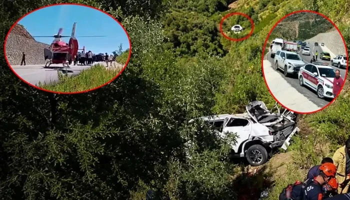 Uçuruma yuvarlanan otomobilde 5 ölü, 2 yaralı