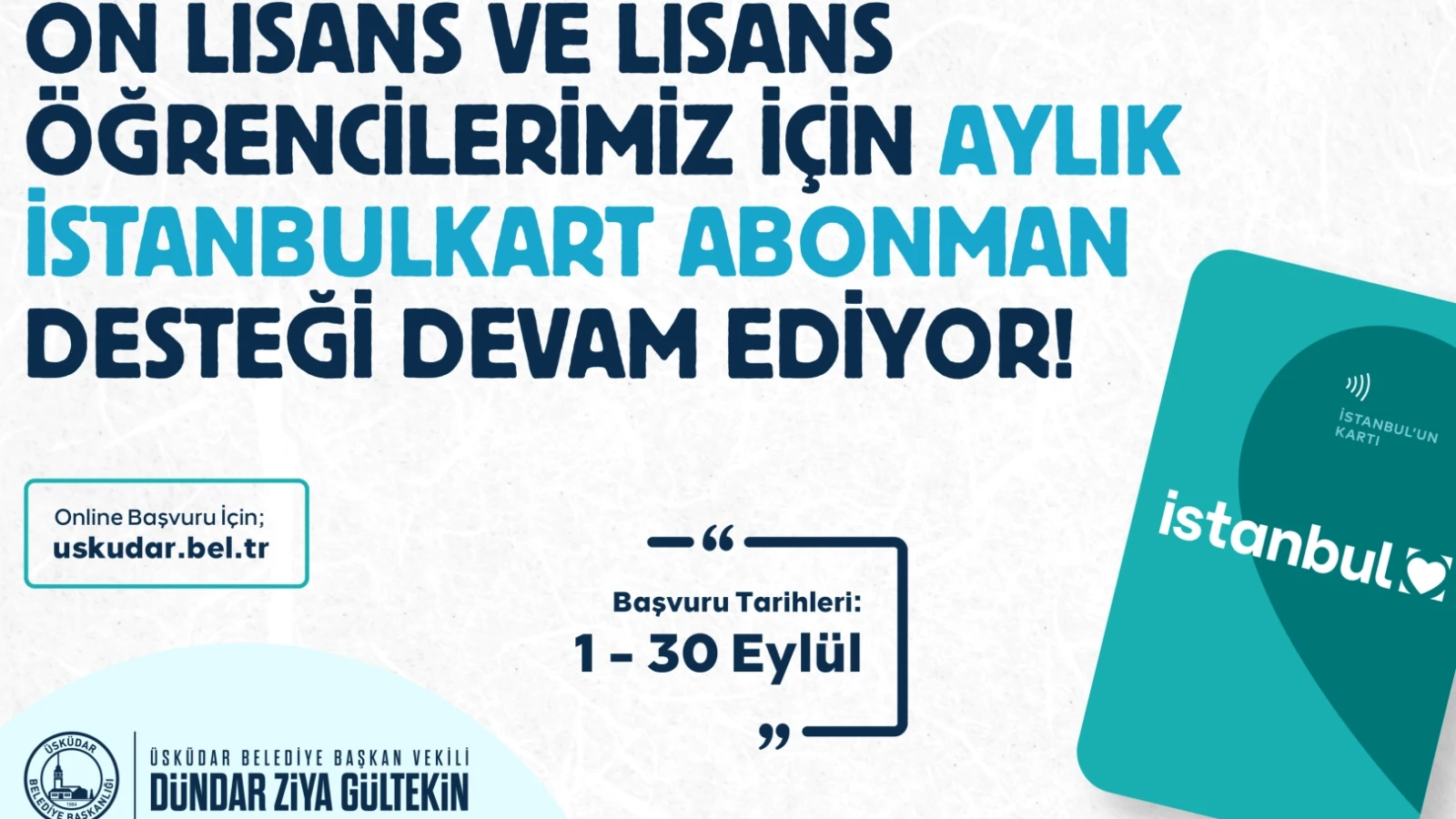 Üsküdar’da Üniversite Öğrencilerine Ulaşım Desteğinde Başvuru Süresi 30 Eylül’e Uzatıldı