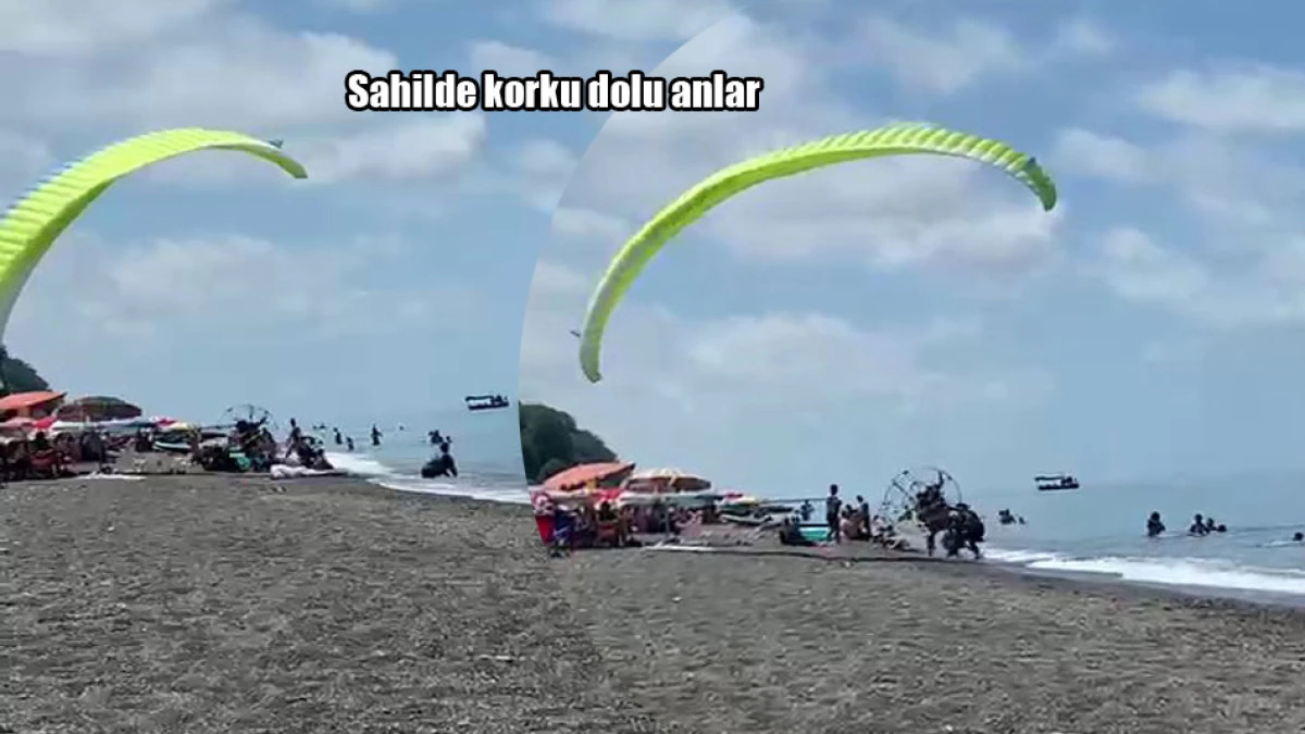 Plajda kontrolden çıkan motorlu paraşüt şoku